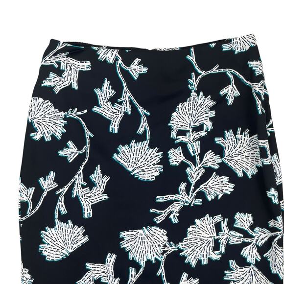 Diane von Furstenberg Kara Floral Print Penci Skirt Black Green Size 2 - Picture 4 of 10